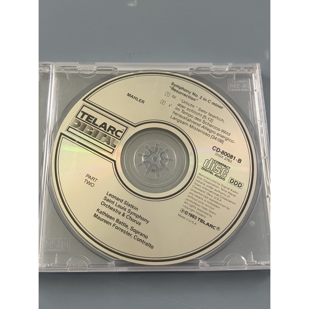 Telarc CD Symphony No. 2 In C Minor "Ressurection" Music Classical 1983 Disc